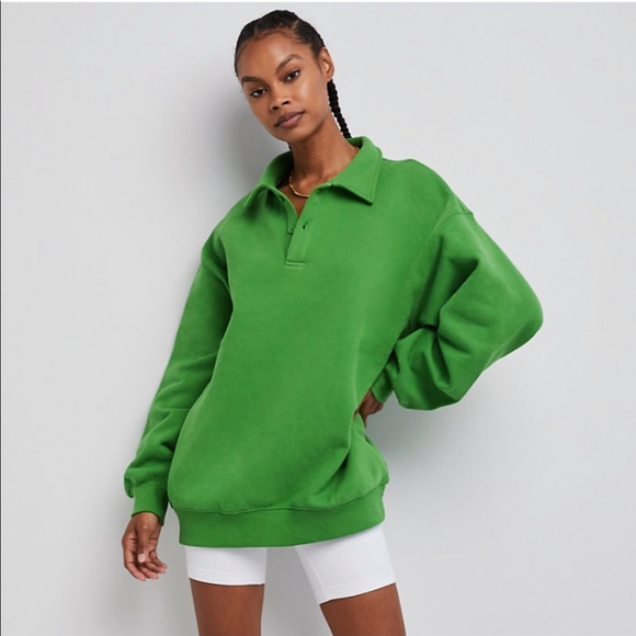 Aritzia Sweaters - TNA aritzia cozy fleece boyfriend polo sweatshirt